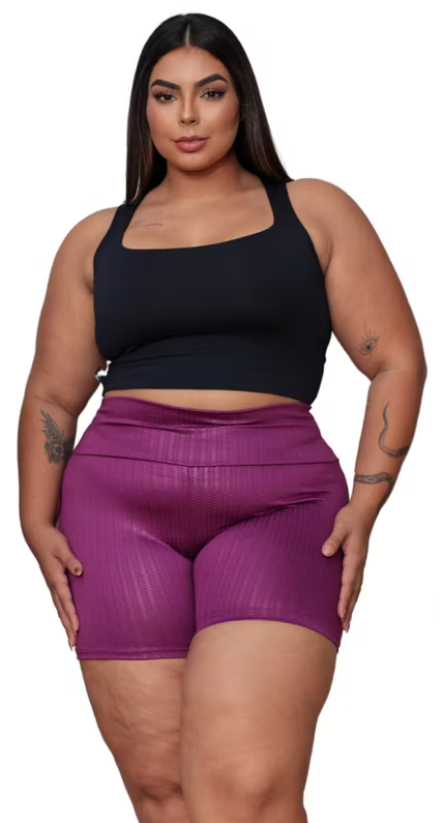 Short Shortinho Feminino 3D Legging Suplex Leg Academia Cintura Alta Levanta Bumbum