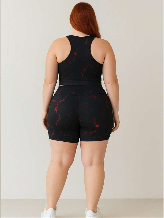 Conjunto de Academia Moda Fitness Tye-die Feminino Plus Size