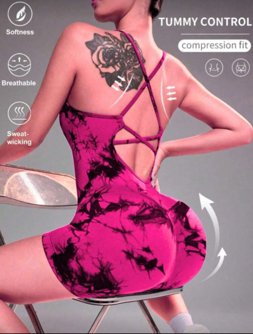 Macacão Fitness Tie-Dye Feminino em poliamida