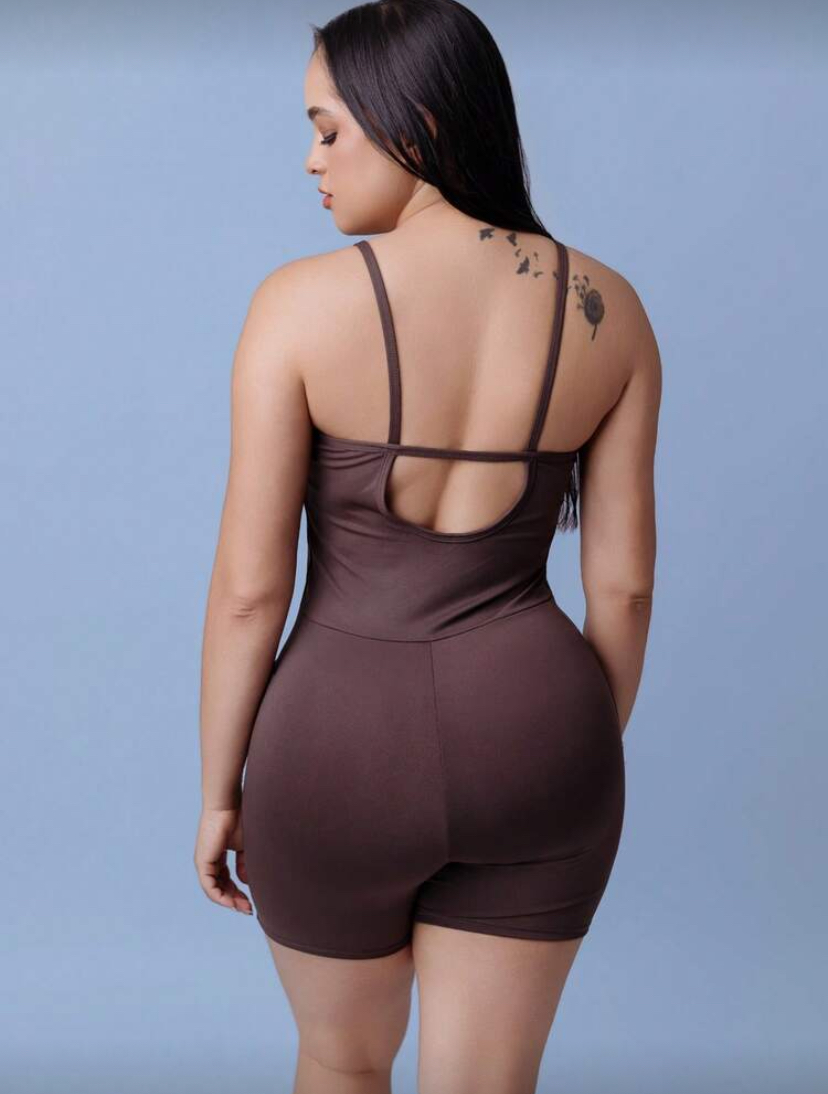 Macaquinho Fitness Com Bolso Costa Nua Alcinha Slim Blackout Zero Transparência Academia Macacão